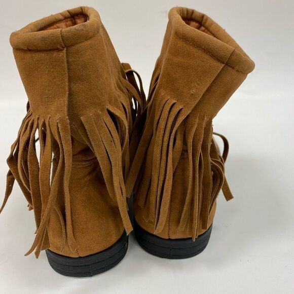 Blue Suede Shoes women’s‎ soft brown fringe moccasin ankle boots sz 7 - Picture 6 of 6
